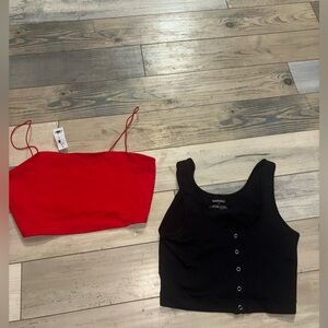 Garage black and red tank crop tops Size L